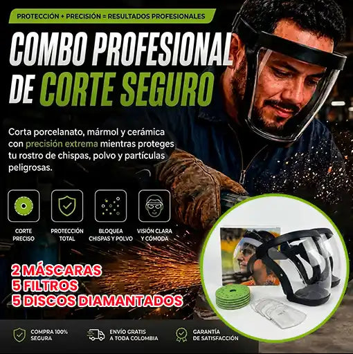 Combo Corte PRO 🔥2 Máscaras con 10 Filtros + 5 Discos de Corte