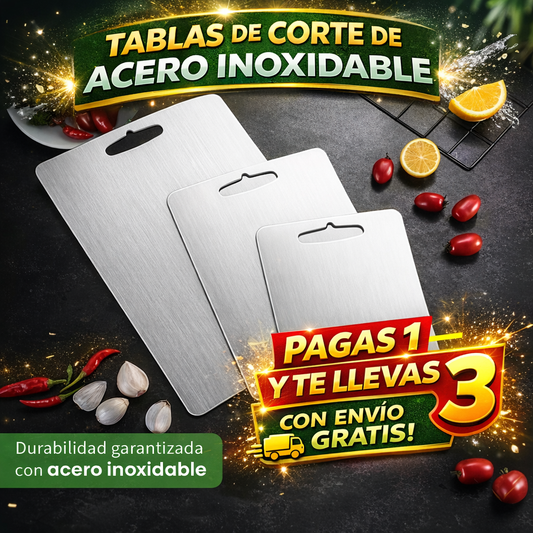 COMBO DE 3 TABLAS DE ACERO INOXIDABLE🥭🍎