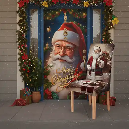 COMBO 6 FUNDAS NAVIDEÑAS PARA SILLAS MÁS FUNDA PARA PUERTA