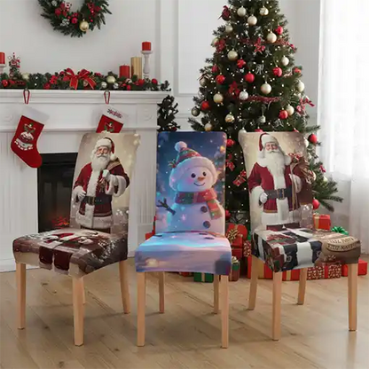 COMBO 6 FUNDAS NAVIDEÑAS PARA SILLAS MÁS FUNDA PARA PUERTA