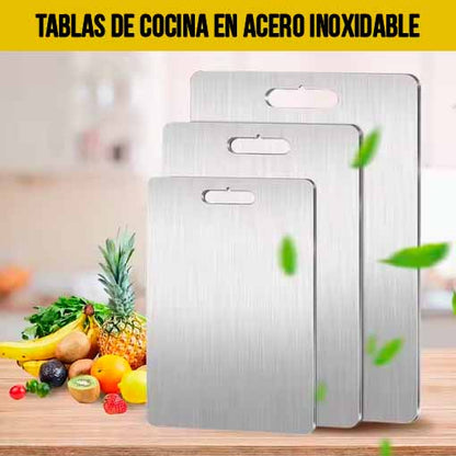 COMBO DE 3 TABLAS DE ACERO INOXIDABLE🥭🍎