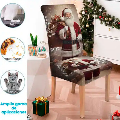 COMBO 6 FUNDAS NAVIDEÑAS PARA SILLAS MÁS FUNDA PARA PUERTA